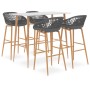 Mesa alta y taburetes de bar 5 piezas blanco y gris de , muebles para cocinas y comedores - Ref: Foro24-3057436, Precio: 373,...