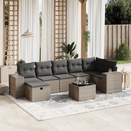 Set de sofás de jardín 8 pzas y cojines ratán sintético gris de , Conjuntos de jardín - Ref: Foro24-3264466, Precio: 482,57 €...