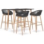 Mesa alta y taburetes de bar 5 piezas negro y gris de , muebles para cocinas y comedores - Ref: Foro24-3057464, Precio: 388,3...