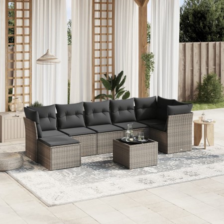 Set de sofás de jardín 8 pzas y cojines ratán sintético gris de , Conjuntos de jardín - Ref: Foro24-3263206, Precio: 456,78 €...