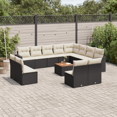 Set de sofás de jardín y cojines 13 pzas ratán sintético negro de , Conjuntos de jardín - Ref: Foro24-3256700, Precio: 760,88...