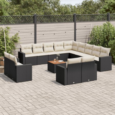 Set de sofás de jardín y cojines 14 pzas ratán sintético negro de , Conjuntos de jardín - Ref: Foro24-3256728, Precio: 911,13...