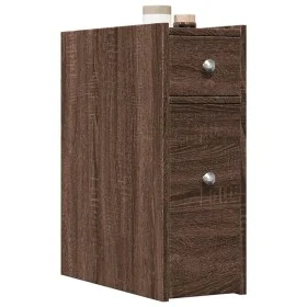 Narrow brown oak wood bathroom cabinet with wheels by , Lockers and storage cabinets - Ref: Foro24-855292, Price: 65,12 €, Di...