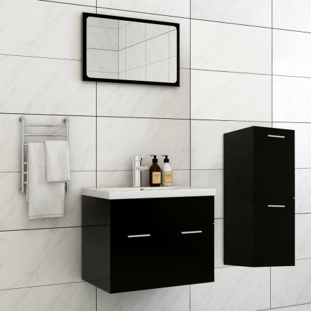 Juego de muebles de baño madera de ingeniería negro de , Muebles de baño - Ref: Foro24-3071181, Precio: 206,21 €, Descuento: %