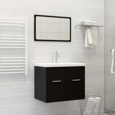 Juego de muebles de baño madera de ingeniería negro de , Muebles de baño - Ref: Foro24-3071316, Precio: 209,77 €, Descuento: %