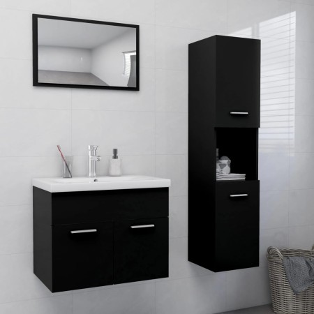 Juego de muebles de baño madera de ingeniería negro de , Muebles de baño - Ref: Foro24-3071406, Precio: 272,87 €, Descuento: %