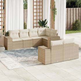 Set sofás de jardín 7 piezas y cojines ratán sintético beige en Conjuntos de jardín | Comprar online en Foru.es