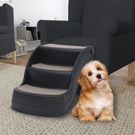 Escalera para perros plegable de 3 peldaños negra de , Escalones y rampas para mascotas - Ref: Foro24-171173, Precio: 50,84 €...
