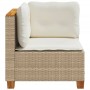 Sillón de esquina de jardín con cojines ratán sintético beige de , Sofás de exterior - Ref: Foro24-365904, Precio: 104,31 €, ...