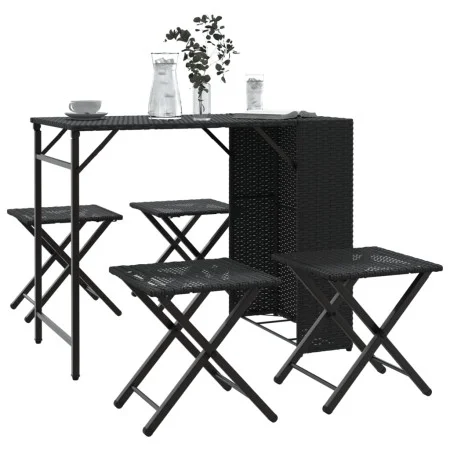 Juego de comedor de jardín plegable 5 piezas ratán PE negro de , Conjuntos de jardín - Ref: Foro24-365944, Precio: 164,49 €, ...