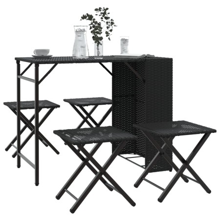 Juego de comedor de jardín plegable 5 piezas ratán PE negro de , Conjuntos de jardín - Ref: Foro24-365944, Precio: 167,66 €, ...