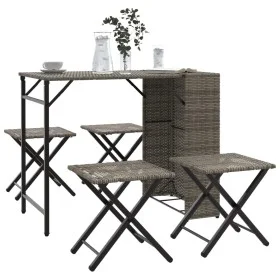 Juego de comedor de jardín plegable 5 piezas ratán PE gris de , Conjuntos de jardín - Ref: Foro24-365946, Precio: 168,40 €, D...