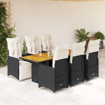 Set de mesa y sillas de jardín 7 pzas y cojines ratán PE negro de , Conjuntos de jardín - Ref: Foro24-3277133, Precio: 885,30...