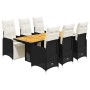Set de mesa y sillas de jardín 7 pzas y cojines ratán PE negro de , Conjuntos de jardín - Ref: Foro24-3277133, Precio: 885,30...