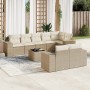 Set de sofás de jardín 9 pzas con cojines ratán sintético beige en Conjuntos de jardín | Comprar online en Foru.es