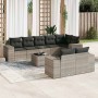 Set muebles jardín 9 pzas y cojines ratán sintético gris claro en Conjuntos de jardín | Comprar online en Foru.es