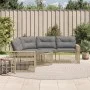 Sofá de jardín forma de L con cojines y taburete ratán PE beige de , Sofás de exterior - Ref: Foro24-365897, Precio: 351,26 €...