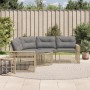 Sofá de jardín forma de L con cojines y taburete ratán PE beige de , Sofás de exterior - Ref: Foro24-365897, Precio: 358,10 €...