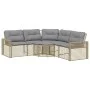 Sofá de jardín forma de L con cojines y taburete ratán PE beige de , Sofás de exterior - Ref: Foro24-365897, Precio: 351,26 €...
