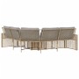 Sofá de jardín forma de L con cojines y taburete ratán PE beige de , Sofás de exterior - Ref: Foro24-365897, Precio: 358,10 €...