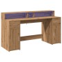Escritorio con LED madera ingeniería roble artisian 160x55x91cm de , Escritorios - Ref: Foro24-3309437, Precio: 186,19 €, Des...