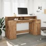 Escritorio con LED madera ingeniería roble artisian 160x55x91cm de , Escritorios - Ref: Foro24-3309437, Precio: 186,19 €, Des...