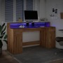 Escritorio con LED madera ingeniería roble artisian 160x55x91cm de , Escritorios - Ref: Foro24-3309437, Precio: 186,19 €, Des...