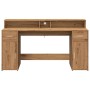 Escritorio con LED madera ingeniería roble artisian 160x55x91cm de , Escritorios - Ref: Foro24-3309437, Precio: 186,19 €, Des...