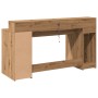Escritorio con LED madera ingeniería roble artisian 160x55x91cm de , Escritorios - Ref: Foro24-3309437, Precio: 186,19 €, Des...
