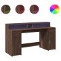 Escritorio con LED madera ingeniería marrón roble 160x55x91 cm de , Escritorios - Ref: Foro24-3309435, Precio: 189,03 €, Desc...