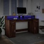 Escritorio con LED madera ingeniería marrón roble 160x55x91 cm de , Escritorios - Ref: Foro24-3309435, Precio: 189,03 €, Desc...