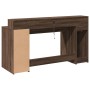 Escritorio con LED madera ingeniería marrón roble 160x55x91 cm de , Escritorios - Ref: Foro24-3309435, Precio: 189,03 €, Desc...