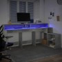 Escritorio con LED madera ingeniería gris hormigón 200x104x91cm de , Escritorios - Ref: Foro24-3309468, Precio: 190,30 €, Des...
