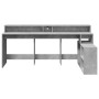 Escritorio con LED madera ingeniería gris hormigón 200x104x91cm de , Escritorios - Ref: Foro24-3309468, Precio: 190,30 €, Des...