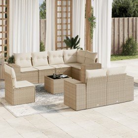 Set de sofás de jardín 9 pzas con cojines ratán sintético beige en Conjuntos de jardín | Comprar online en Foru.es