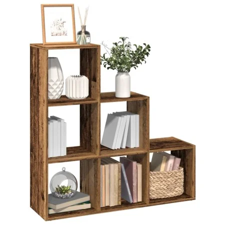 Librería divisor 3 niveles madera envejecida 99x29x99 cm de , Librerías y estanterías - Ref: Foro24-857965, Precio: 61,15 €, ...