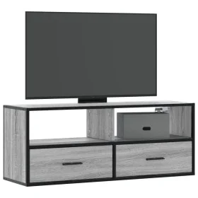 Mueble de TV madera y metal roble ahumado 100x31x39,5 cm de , Muebles TV - Ref: Foro24-848932, Precio: 71,40 €, Descuento: %