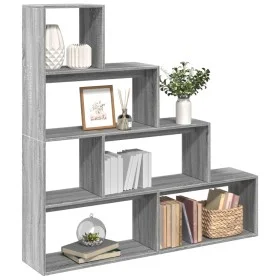 Librería divisora 4 niveles madera gris Sonoma 143,5x29x143,5cm de , Librerías y estanterías - Ref: Foro24-857999, Precio: 73...
