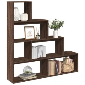 Librería divisora 4 niveles marrón roble 143,5x29x143,5 cm de , Librerías y estanterías - Ref: Foro24-858000, Precio: 92,25 €...