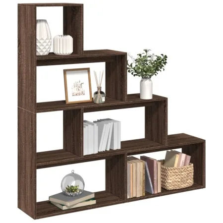 Librería divisora 4 niveles marrón roble 143,5x29x143,5 cm de , Librerías y estanterías - Ref: Foro24-858000, Precio: 92,25 €...