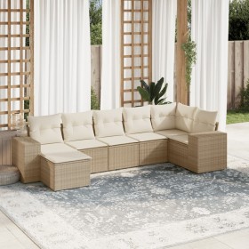 Set sofás de jardín 7 piezas y cojines ratán sintético beige en Conjuntos de jardín | Comprar online en Foru.es