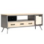 Mueble para TV de madera de mango maciza y acero 120x30x45 cm en Muebles TV | Comprar online en Foru.es