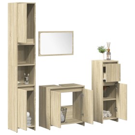 Juego de muebles de baño 4 pzas contrachapada roble Sonoma de , Muebles de baño - Ref: Foro24-3324969, Precio: 161,86 €, Desc...
