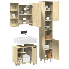 Set de muebles de baño 3 pzas madera contrachapada roble Sonoma de , Muebles de baño - Ref: Foro24-3324976, Precio: 172,34 €,...