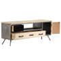 Mueble para TV de madera de mango maciza y acero 120x30x45 cm en Muebles TV | Comprar online en Foru.es