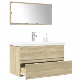 Set de muebles de baño 3 pzas madera contrachapada roble Sonoma de , Muebles de baño - Ref: Foro24-3325037, Precio: 208,37 €,...