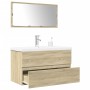 Set de muebles de baño 3 pzas madera contrachapada roble Sonoma de , Muebles de baño - Ref: Foro24-3325037, Precio: 218,03 €,...
