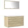 Set de muebles de baño 3 pzas madera contrachapada roble Sonoma de , Muebles de baño - Ref: Foro24-3325037, Precio: 218,03 €,...