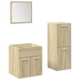 Set de muebles de baño 3 pzas madera contrachapada roble Sonoma de , Muebles de baño - Ref: Foro24-3324995, Precio: 81,74 €, ...