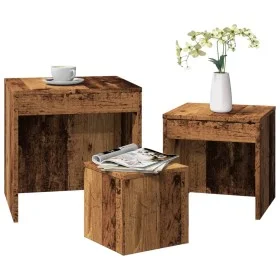 Mesas apilables 3 uds madera de ingeniería envejecida de , Mesas auxiliares - Ref: Foro24-856686, Precio: 68,80 €, Descuento: %